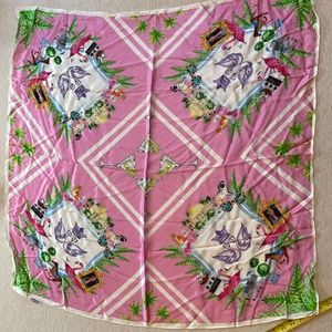 RARE Southern Charm Silk Scarf Patricia Altschul  🍸🦩